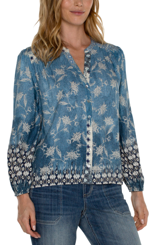 Long Sleeve Tribal Bloom Button up