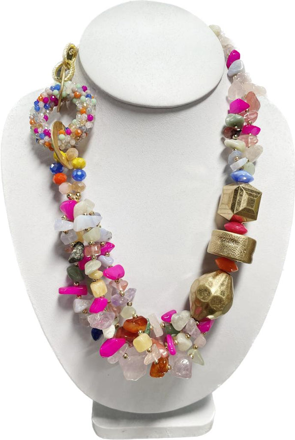 Gold & Pink Statement Necklace