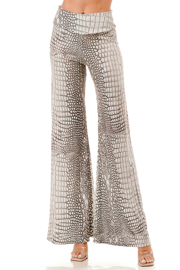 Alligator Print Palazzo Pants