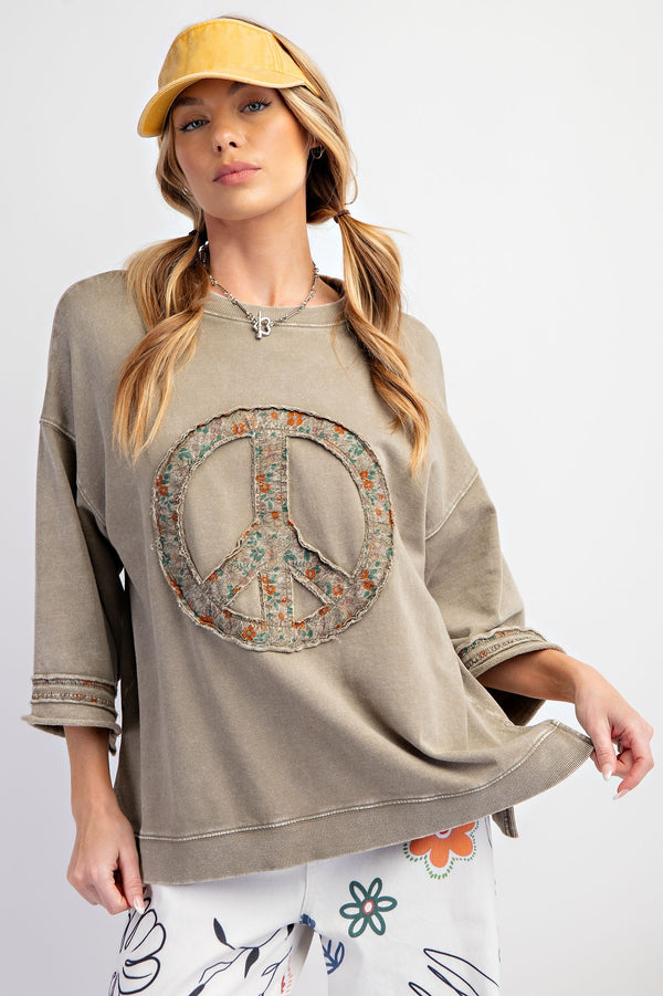 Half- Sleeve Peace Pullover Sweater