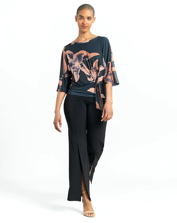 Side Tie Top - Abstract Lily