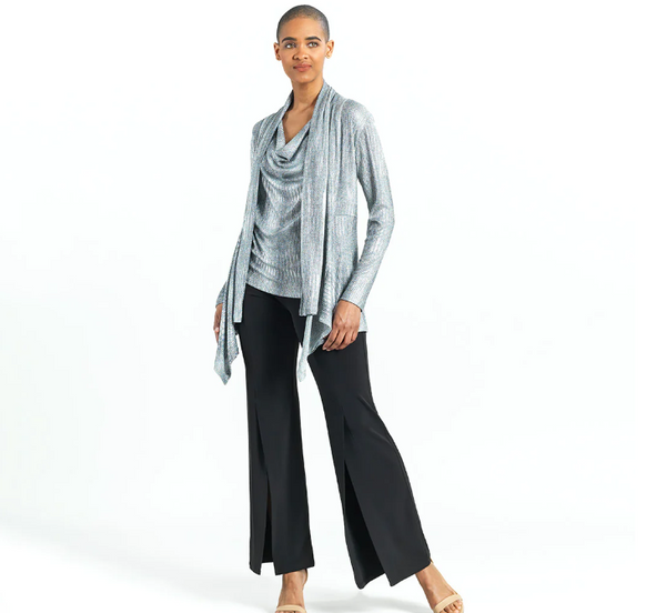 Shimmer Lamé - Cardigan & Cowl Tank Twinset - Silver