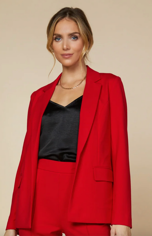 RED KNIT TAILORED BLAZER