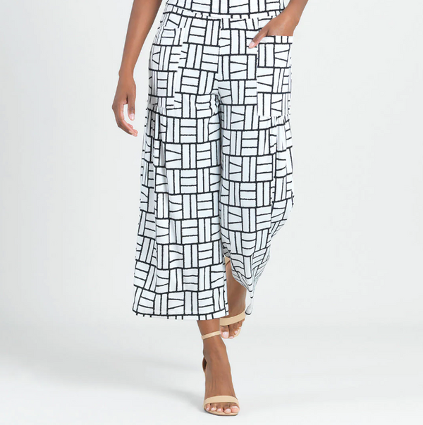 High Rise Scrunch Pocket Gaucho Pant - Geo Rectangle