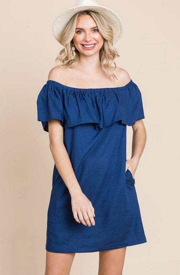 Off Shoulder Ruffle Mini Dress