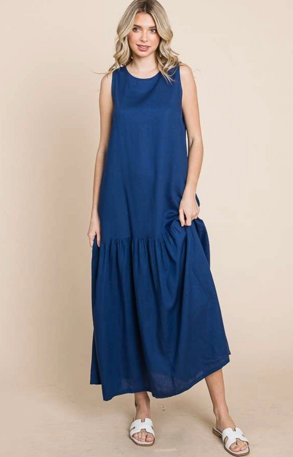 Linen Tiered Maxi Dress