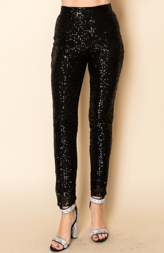 Black Sequin Leggings