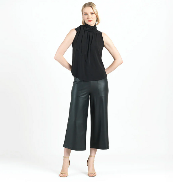 Mock Neck-Tie Detail Top