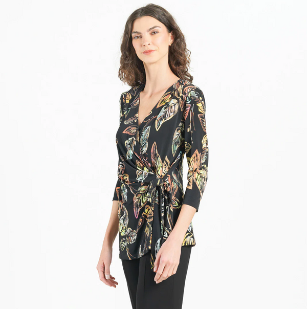 Leaf Colorburst Surplice Faux Wrap Tuni