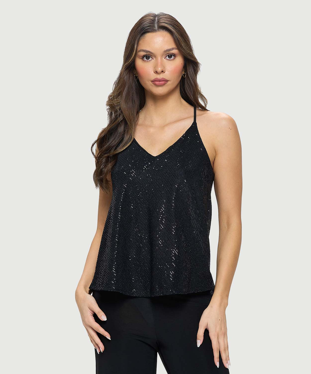 Sparkly spaghetti strap clearance top