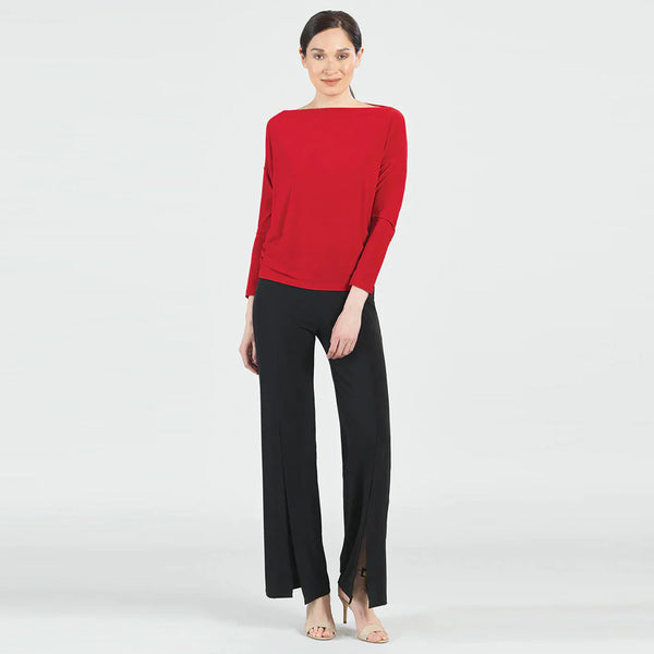 Boat Neck Side Ruched Top