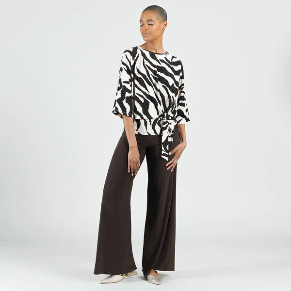 Cozy Knit - Side Tie Sweater Top - Zebra