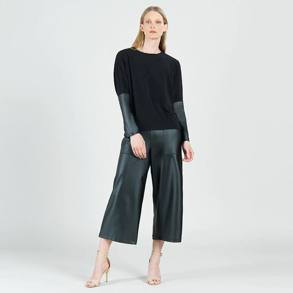 Dolman Sleeve Liquid Leather Cuff Top